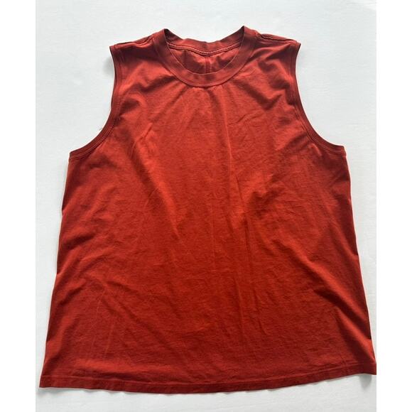 Lululemon All Yours Boyfriend Tank Magma Red Size 18 Cotton Muscle Tank Loose - Picture 4 of 5